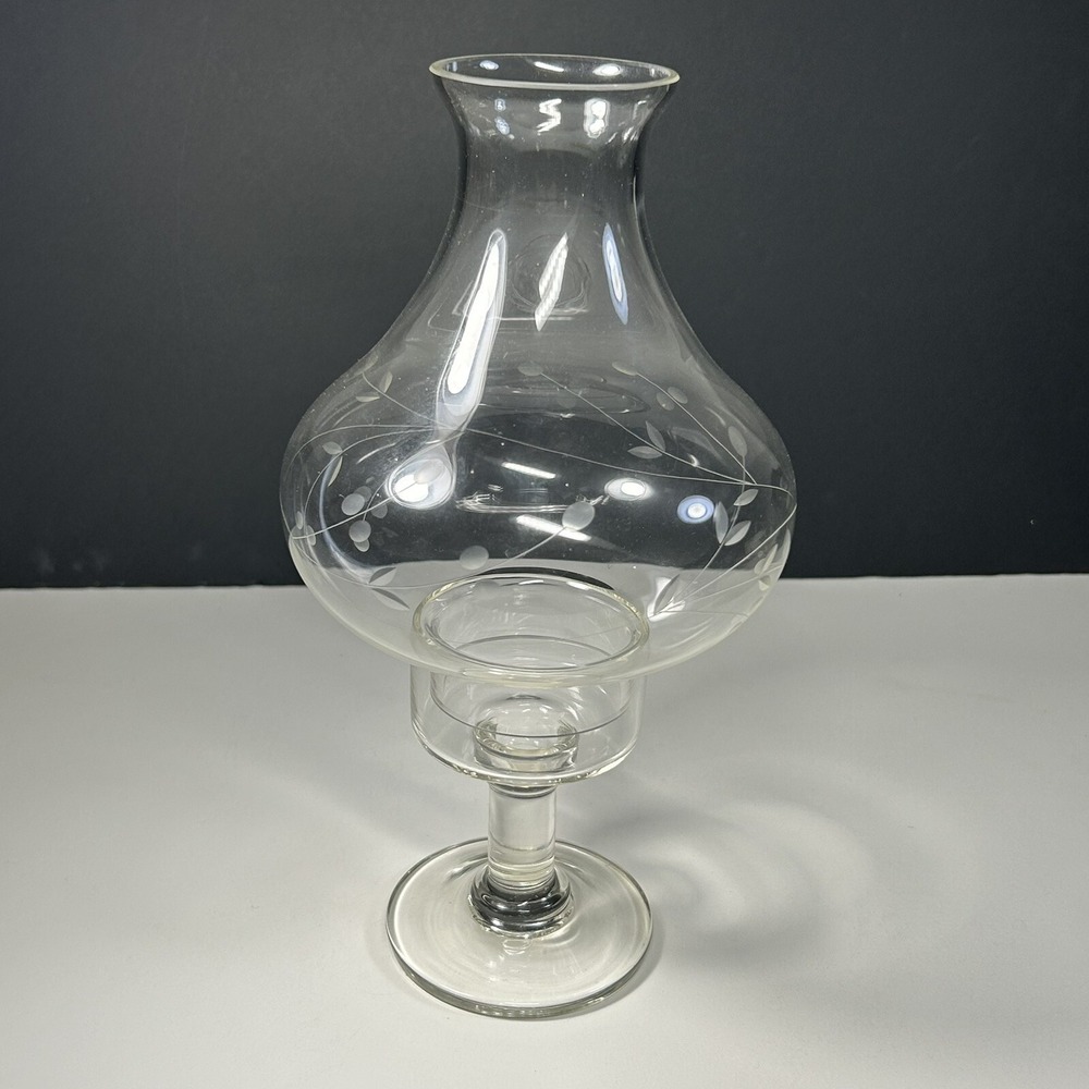 Globe Cut Leaves Glass Candleholder Crystal‎ Hurricane Lamp